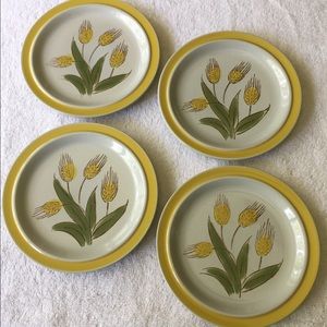 National Silver Stoneware Gold Wheat Plates 7.5"